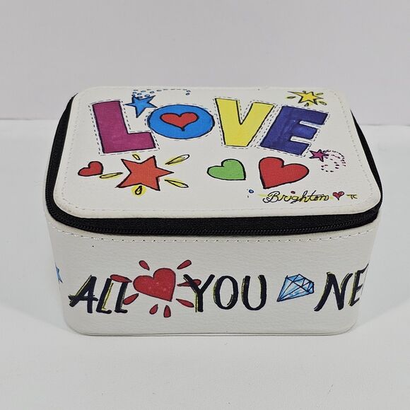 Brighton Love Is All You Need Graphic Jewelry Travel Case Heart Zip Organizer - Picture 1 of 10
